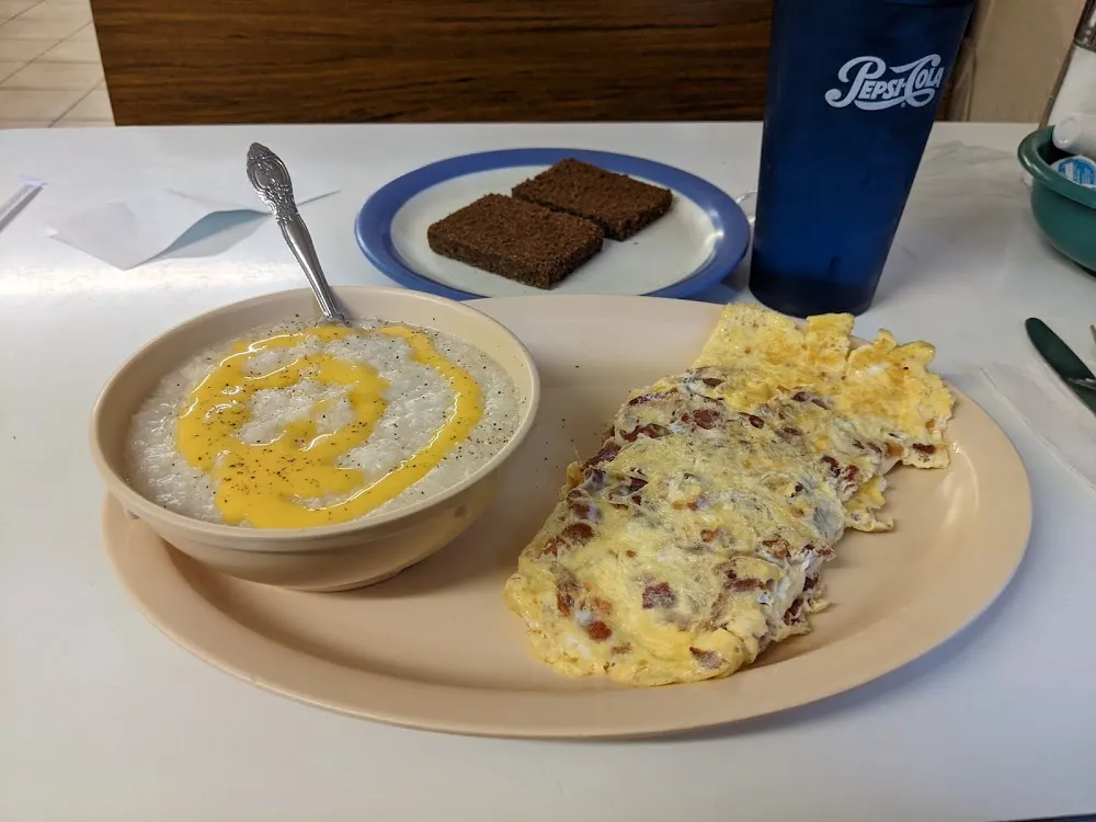 Bacon Cheese Omelet Grits Livermush